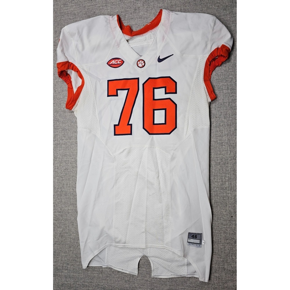 Clemson Tigers Football Jersey Mens 46 L White‎ Game Worn Team Issued Nike #76